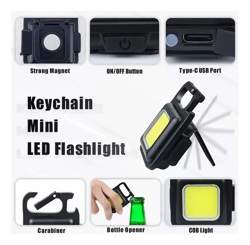 Mini linterna Led Cob llavero imán abridor botella para camping El413 - Imagen 3
