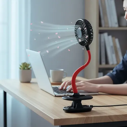 Mini ventilador portatil con pinza y luz recargable gi-200 - Image 3