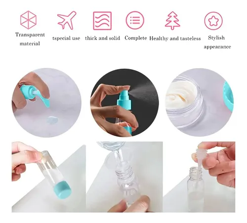 Neceser set de frascos cuidado personal para viaje Qq289 - Image 5