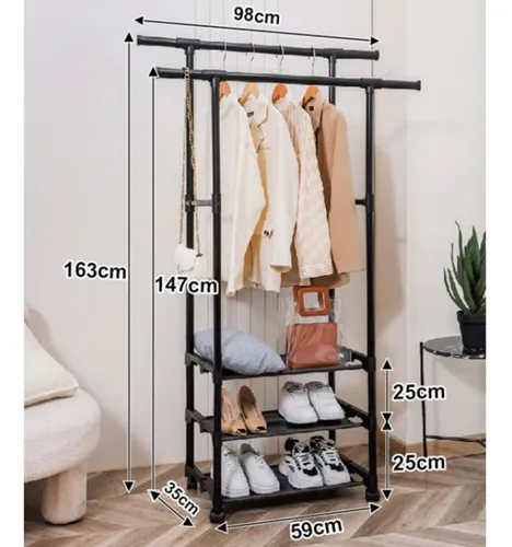 Organizador perchero de ropa y zapatos con 3 niveles Lbj2 - Image 3