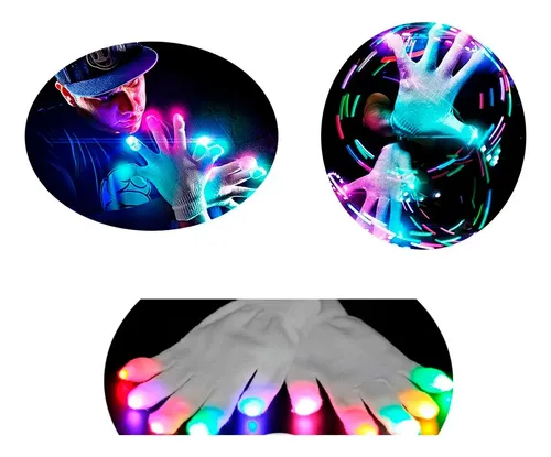 Pack X10 Guantes con luces luminosos cotillon para fiestas Yjo497 - Image 4