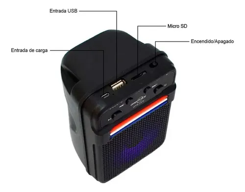 Parlante Portatil Inalambrico Bluetooth Luces Led Gts-1360 - Image 3