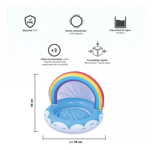 Colchoneta arcoíris inflable de pileta 21067 - Image 5