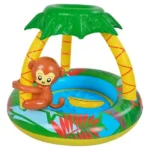 Pileta inflable para bebés con techo palmera y mono