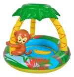 Pileta inflable para bebés con techo palmera y mono