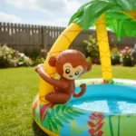 Pileta inflable para bebés con techo palmera y mono - Imagen 3
