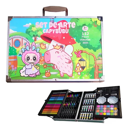 Set arte infantil 132 piezas maletín metálico niños capylabu - Image 1