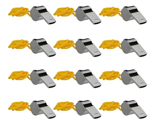 Pack X 24 silbatos de árbitro plateados con correa - Image 2
