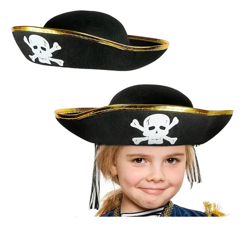 Sombrero pirata para Halloween borde dorado B084 - Image 3