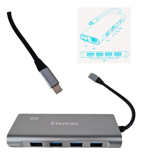 Switch 4k 11 En 1 Adaptador Hub Tipo C Hdtv Para Pc Tv Sw942 - Image 8
