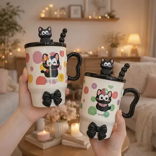 Taza de cerámica con diseño gato lunares Aa1409 – imagen 11