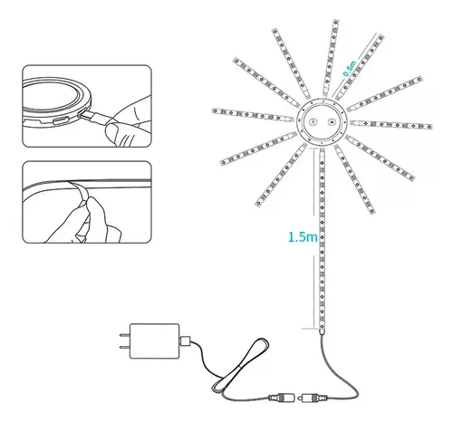 Tira luces LED fuego artificial RGB a control remoto 5102 - Image 9