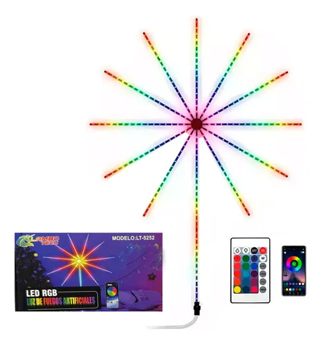 Tira luces LED fuego artificial RGB a control remoto 5102 - Image 2