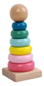 Torre De Encastre Circular Madera Juguete Didactico