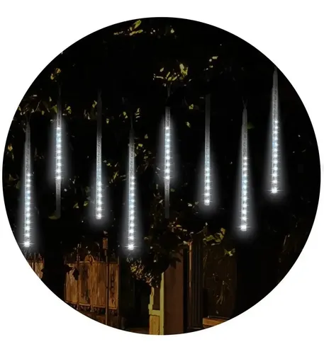 Tubos led lluvia de meteoritos con luces blancas frías - Imagen 2