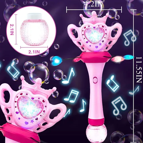 Varita de burbujas rosa con luz y música M323 - Image 5
