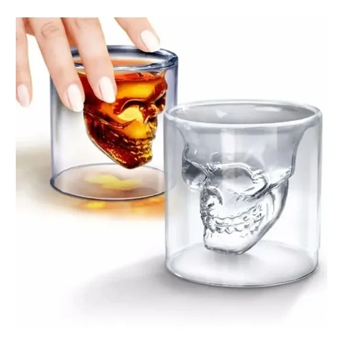 Vaso Calavera Cristal Whisky Mediano De Vidrio 7 Cm 75 Ml