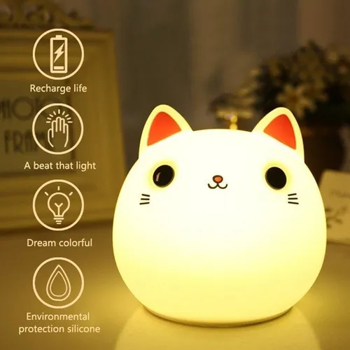 Velador led rgb táctil recargable - Modelo Gato - Image 14