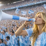 Corneta vuvuzela celeste y blanca Argentina 1880 - Imagen 6
