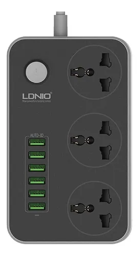 Zapatilla con 3 toma corriente 6 USB carga rápida de 2 metros - Image 6