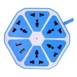 Zapatilla Electrica Hexagonal Enchufe 5 Toma Corrientes 2 Usb - Imagen 2