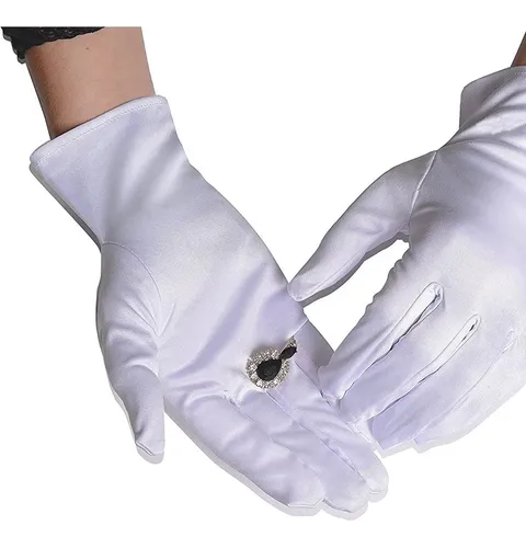 12 Pares de guantes blancos algodon talla chica - Imagen 1