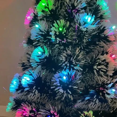 Árbol De Navidad Led Nevado 90 Cm Fibra Óptica Con Estrella - Imagen 2