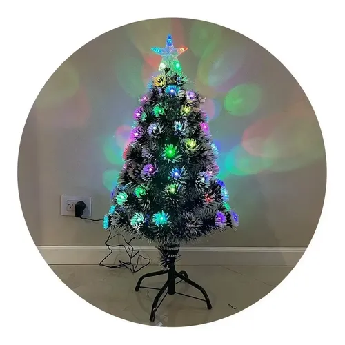 Árbol De Navidad Led Nevado 90 Cm Fibra Óptica Con Estrella - Imagen 3
