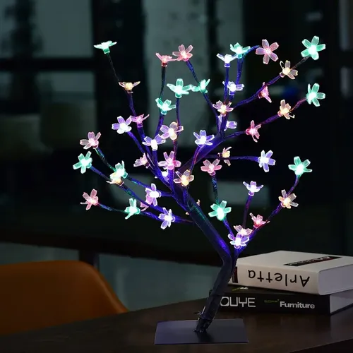 Arbol Navidad Luminoso Bonsai Flores Led Rgb Multicolor - Imagen 1