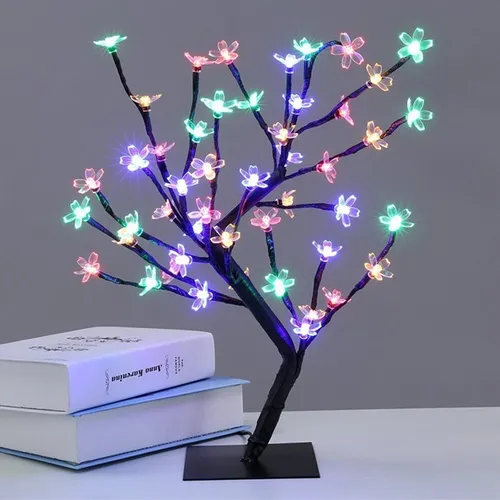 Arbol Navidad Luminoso Bonsai Flores Led Rgb Multicolor - Imagen 4