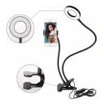Aro led selfie + soporte celular con pinza sujecion – imagen de uso