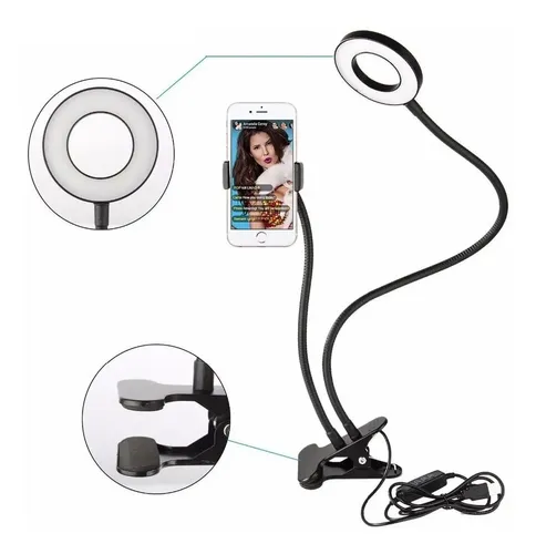 Aro led selfie + soporte celular con pinza sujecion - Image 4