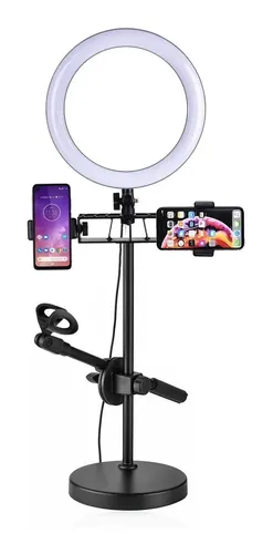Aro_Led_De_8_Cm_Doble_Soporte_Celular_Y_Soporte_Microfono_D_616784-MLA43604344943_092020-O.webp Aro Led De 8 Cm Doble Soporte Celular Y Soporte Microfono - Image 1