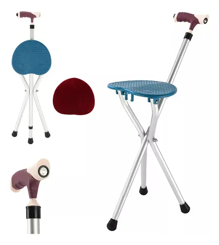 Baston Silla Asiento Plegable 2 En 1 Con Linterna - Imagen 1