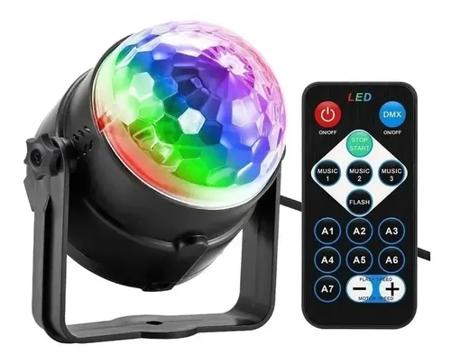 Bola Disco Led Giratoria Audioritmica 3w Rgb Control Remoto - Imagen 5