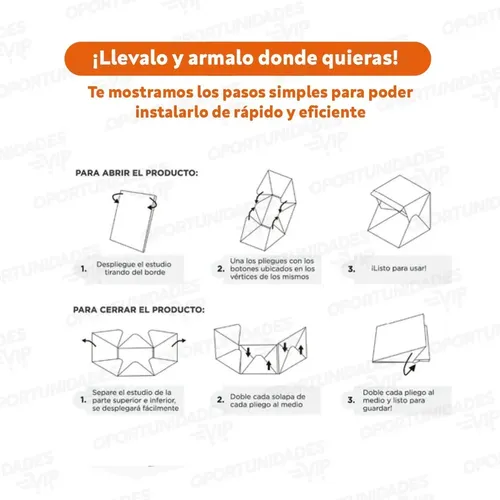 Estudio fotográfico plegable con luz led USB - 40 x 40 cm - Imagen 3