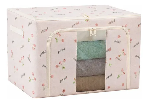 Pack X3 Cajas Organizadoras Plegables 50x40x30 Cm. 66 Lts. Azul Con Beige - Imagen 15