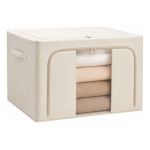 Pack X3 Cajas Organizadoras Plegables 50x40x30 Cm. 66 Lts. Azul Con Beige - Imagen 2