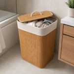 Canasto Cesto Para Ropa Rectangular Bambu Plegable 26051 Marrón Cesto Bambu