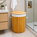 Canasto Redondo Cesto Para Ropa Bambu Plegable 26053 Marrón Cesto Bamboo - Image 4