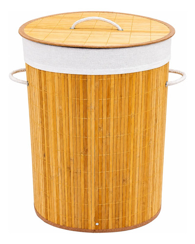 Canasto Redondo Cesto Para Ropa Bambu Plegable 26053 Marrón Cesto Bamboo - Image 5