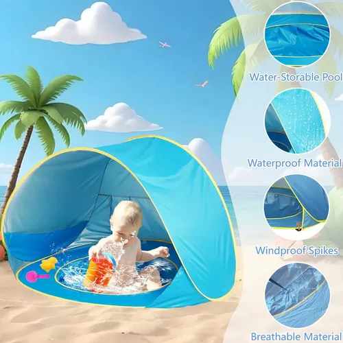 Carpa para bebes plegable con mini pileta de playa k-034 – imagen 18