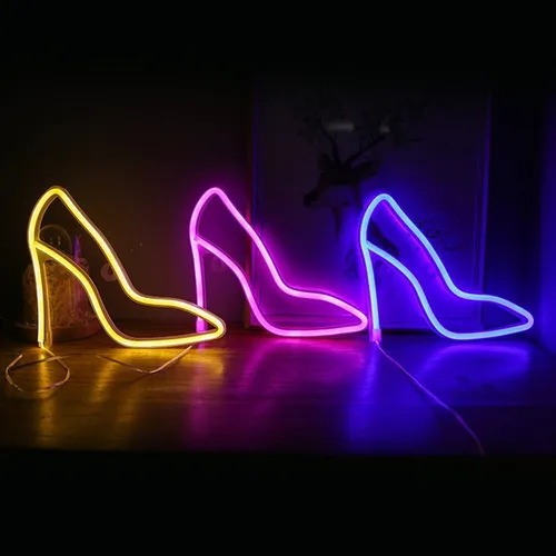 Cartel Led De Neón Con Forma Zapato Mujer Usb Pilas - Imagen 8