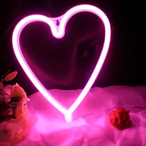 Cartel luz neón rosa corazón 7531 – imagen de uso