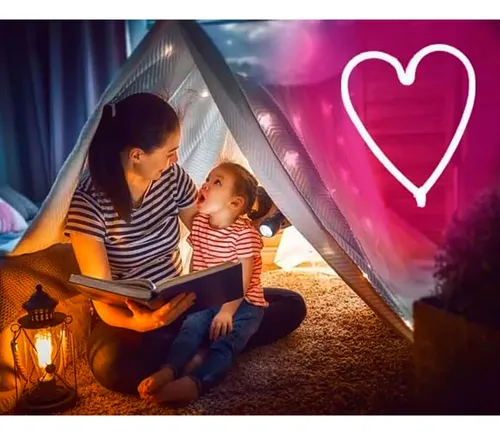 Cartel luz neón rosa corazón 7531 – vista superior