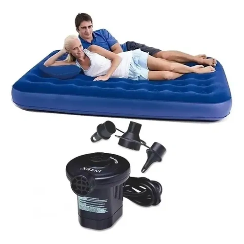 Combo Colchon Inflable 2 Plazas + Inflador Electrico 3 Picos