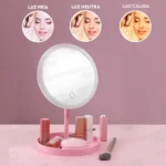 Espejo Recargable Con Luz Led Y Organizador Maquillaje Qs618 - Imagen 6