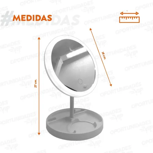 Espejo Recargable Con Luz Led Y Organizador Maquillaje Qs618 - Imagen 11