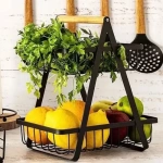 Frutera doble de metal mango madera 2 niveles cocina Av5639 – accesorios incluidos