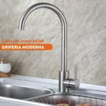 Griferia Cocina Canilla Monocomando Metalica Curvo 6019 – vista superior